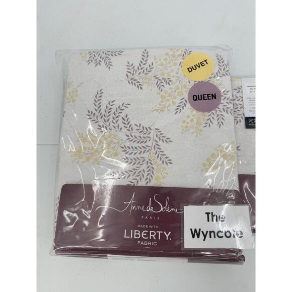 NWT Mimosa By Anne De Solene Floral QUEEN Duvet & Sham Set Percale Cotton - Picture 3 of 12